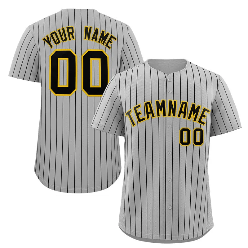 Baseball Jersey Space Theme-Custom Gray Black-Gold Stripe Fashion Authentic Baseball Jersey