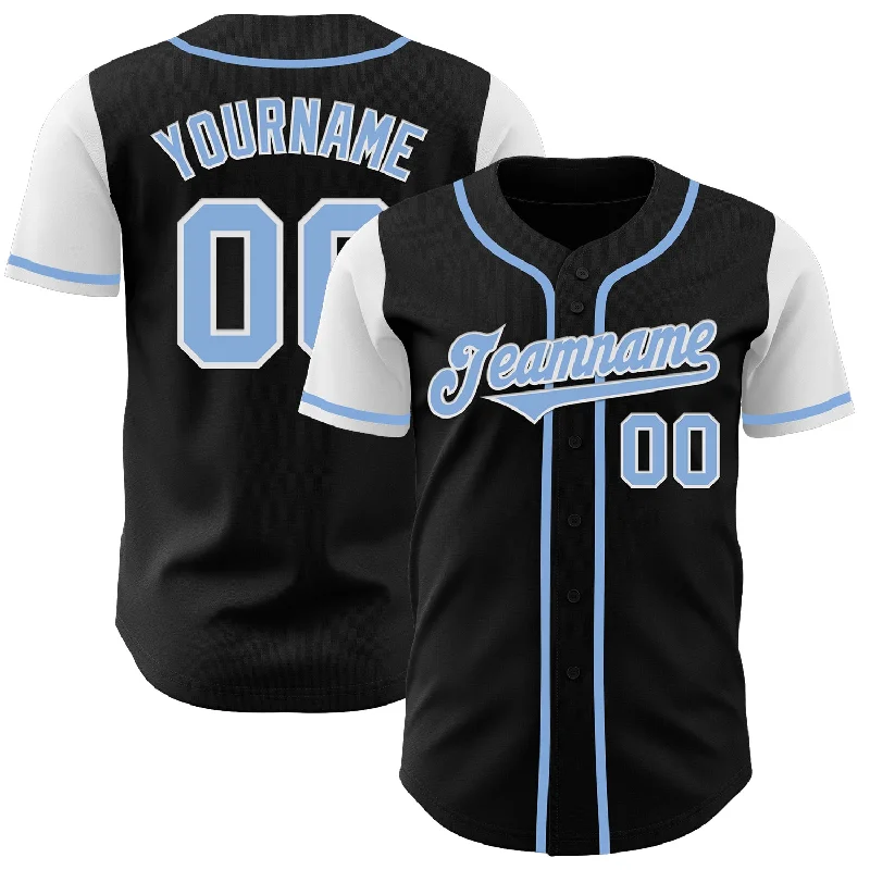 Baseball Jersey Artistic-Custom Black Light Blue-White Authentic Two Tone Baseball Jersey