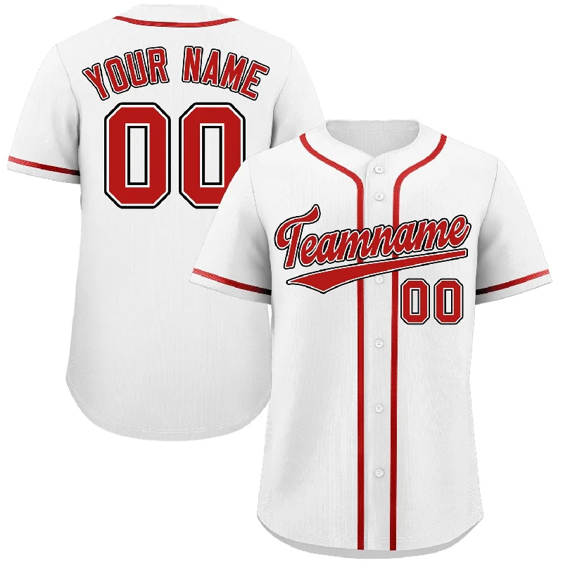 Baseball Jersey Women-Custom White Red-Black Classic Style Authentic Baseball Jersey