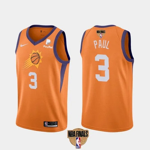 Basketball Jersey Graduation-Men's Phoenix Suns #3 Chris Paul 2021 Orange Statement Finals Basketball Swingman Stitched Basketball Jersey