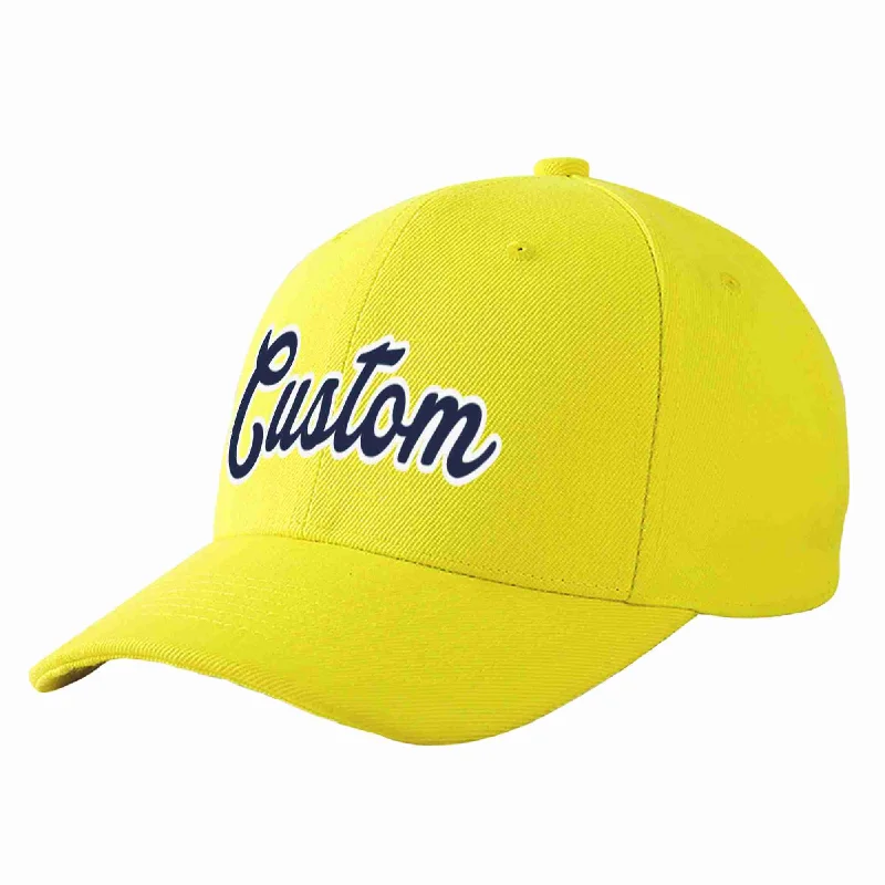 Baseball Cap Blue-Custom Yellow Navy-White Curved Eaves Sport Baseball Cap Design for Men/Women/Youth