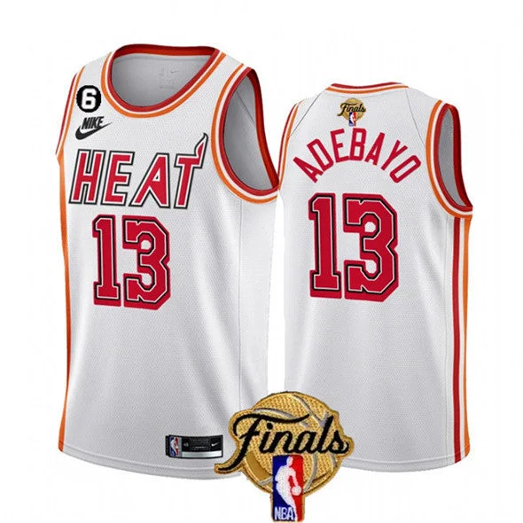 Basketball Jersey Retro-Men's Miami Heat #13 Bam Adebayo White 2023 Finals Classic Edition With NO.6 Patch Stitched Basketball Basketball Jersey