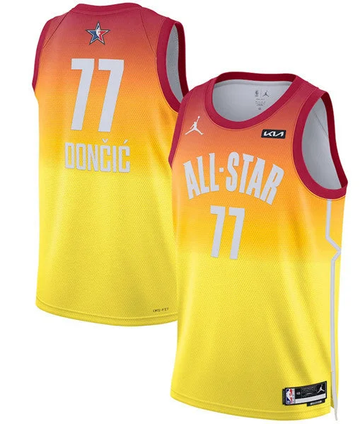 Basketball Jersey Travel-Men's 2023 All-Star #77 Luka Doncic Orange Game Swingman Stitched Basketball Basketball Jersey