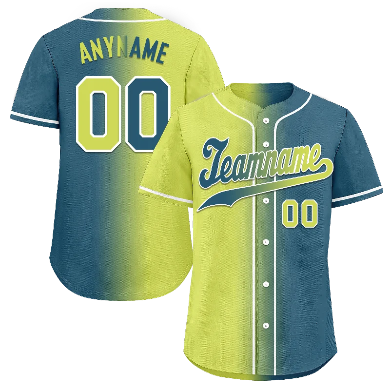 Baseball Jersey Classic Fit-Custom Yellow Green Gradient Fashion Personalized Authentic Baseball Jersey BSBJ01-D0a709d