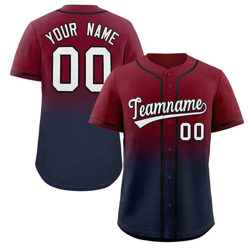 Baseball Jersey Patriotic-Custom Crimson Navy Gradient Fashion Authentic Baseball Jersey