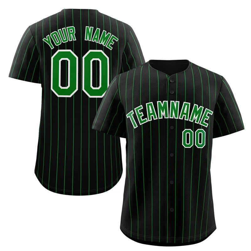 Baseball Jersey Logo-Custom Black Green-White Stripe Fashion Authentic Baseball Jersey