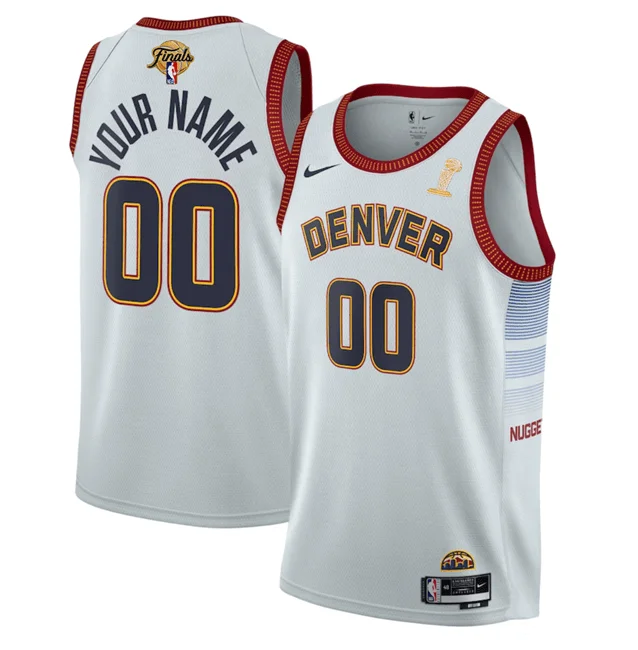 Basketball Jersey Breathable-Men's Denver Nuggets Active Player Custom White 2023 Finals Champions Icon Edition Stitched Basketball Basketball Jersey