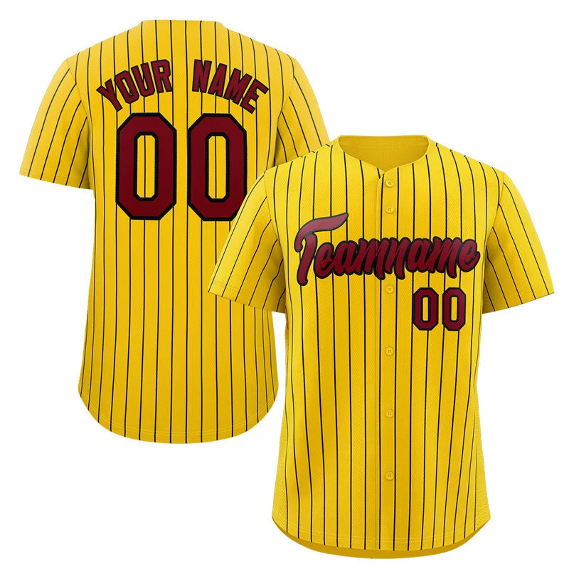 Baseball Jersey Comfortable-Custom Gold Crimson-Black Stripe Fashion Authentic Baseball Jersey