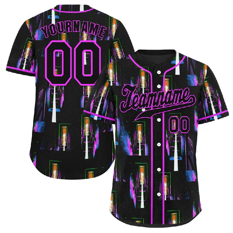 Baseball Jersey College Team-Custom Colorful Graffiti Pattern Black Authentic Baseball Jersey