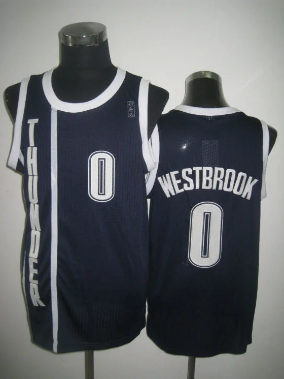 Basketball Jersey Gift-Thunder 0 Westbrook Dark Blue Basketball Jerseys