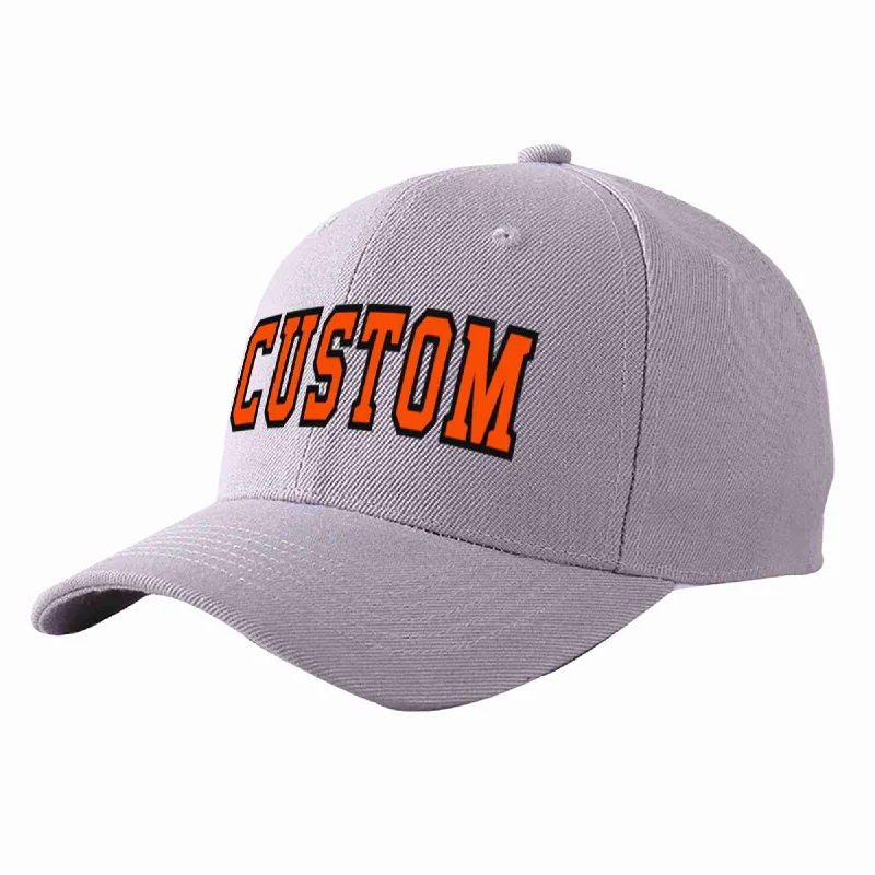 Baseball Cap Streetwear-Custom Gray Orange-Black Curved Eaves Sport Baseball Cap Design for Men/Women/Youth