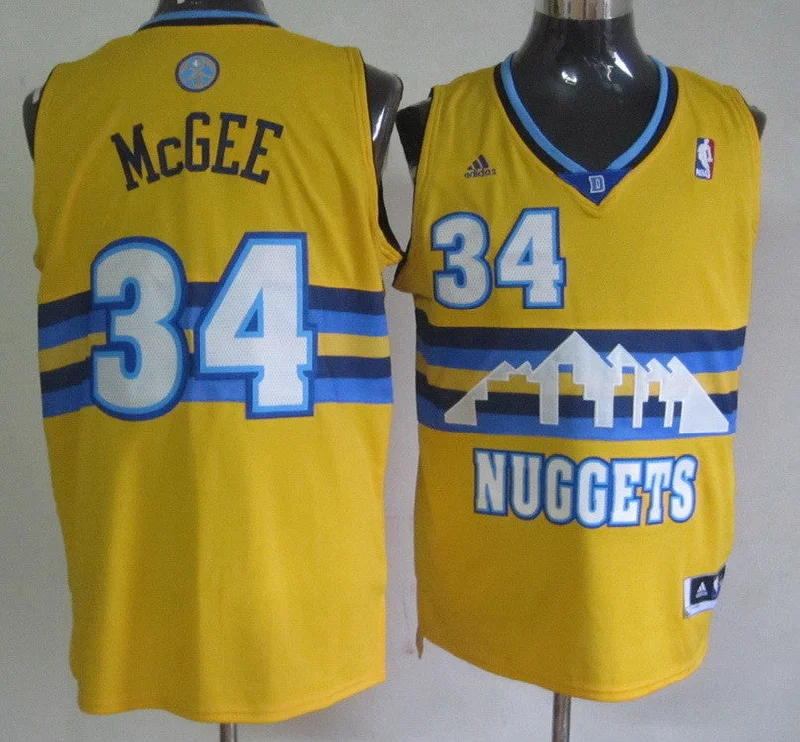 Basketball Jersey Sleeveless-Nuggets 34 McGee Revolution 30 Swingman Yellow Basketball Jerseys