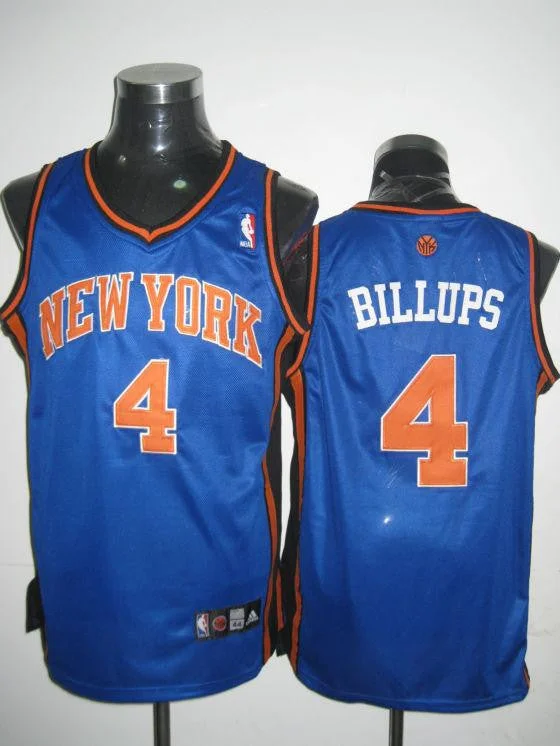 Basketball Jersey Button-Up-Knicks 4 Billups Blue Basketball Jerseys