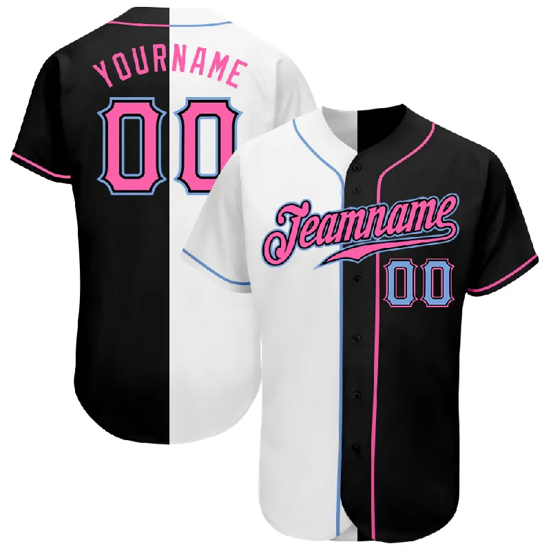 Baseball Jersey Trendy-Custom Black Pink-White Authentic Split Fashion Baseball Jersey