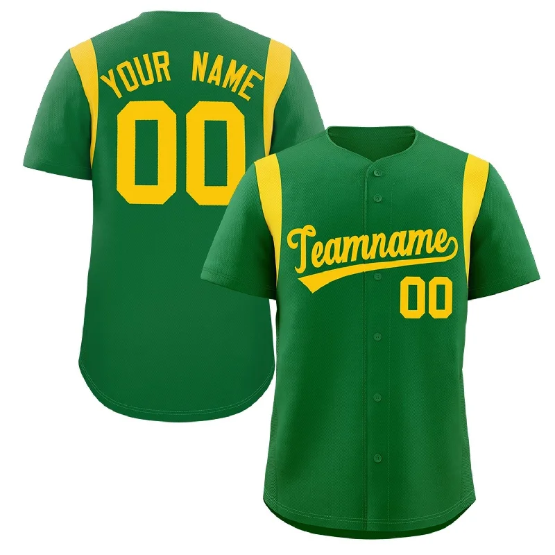 Baseball Jersey Eco-Friendly-Custom Kelly Green Gold Classic Style Personalized Full Button Authentic Baseball Jersey