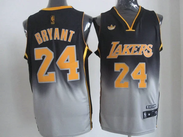 Basketball Jersey Loose Fit-Lakers 24 Bryant Black&Grey Basketball Jerseys