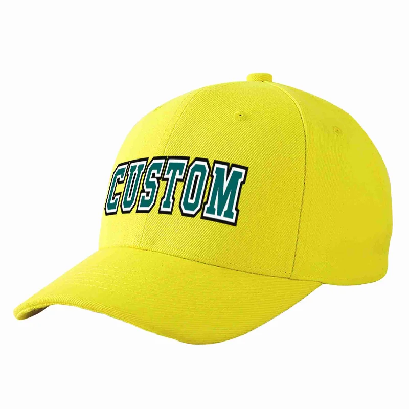 Baseball Cap Curved Brim-Custom Yellow Aqua-White Curved Eaves Sport Baseball Cap Design for Men/Women/Youth