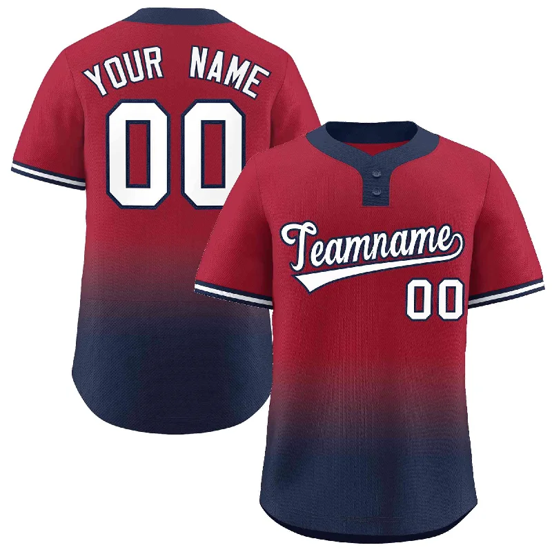 Baseball Jersey Mother's Day-Custom Crimson Navy White-Navy Gradient Fashion Authentic Two-Button Baseball Jersey