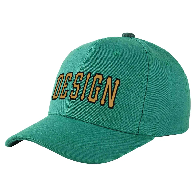 Baseball Cap Geometric Print-Custom Light Green Old Gold-Black Curved Eaves Sport Design Baseball Cap