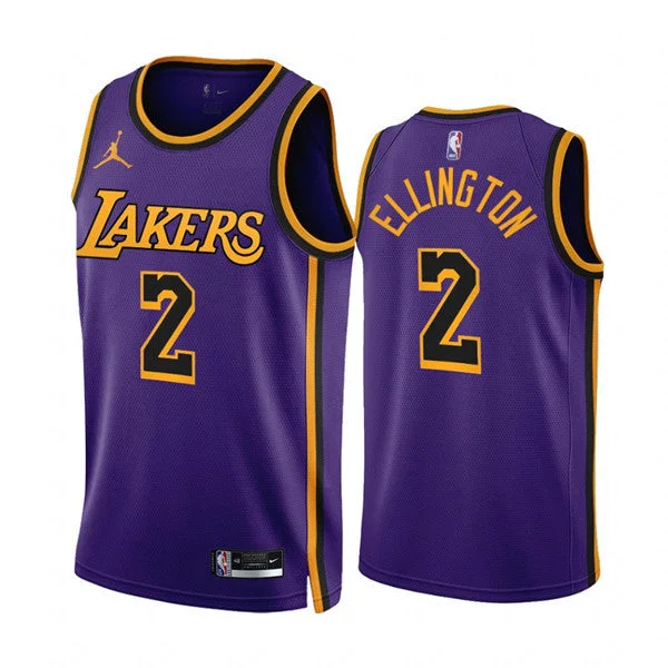 Basketball Jersey Bulk Order-Men's Los Angeles Lakers #2 Wayne Ellington 2022/23 Purple Statement Edition Stitched Basketball Jersey