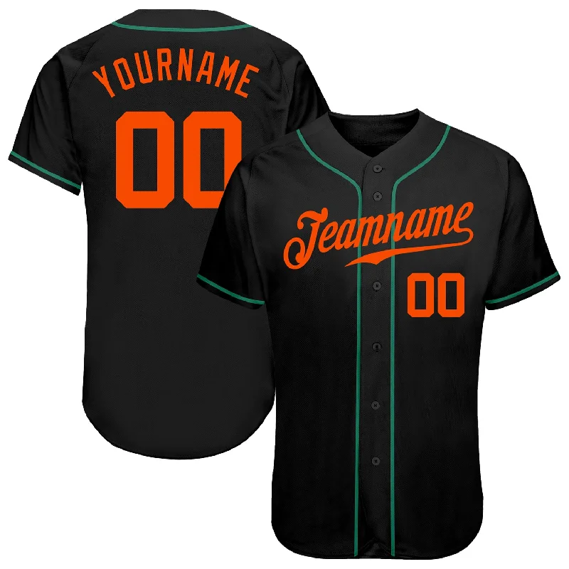 Baseball Jersey Motivational-Custom Black Orange-Kelly Green Authentic Baseball Jersey