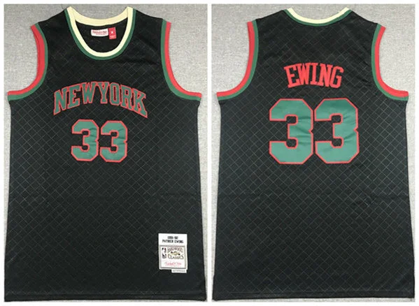 Basketball Jersey Summer-Men's New Yok Knicks #33 Patrick Ewing Black Throwback Stitched Basketball Jersey