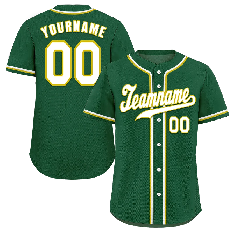 Baseball Jersey Gold-Custom Green Classic Style White Authentic Baseball Jersey