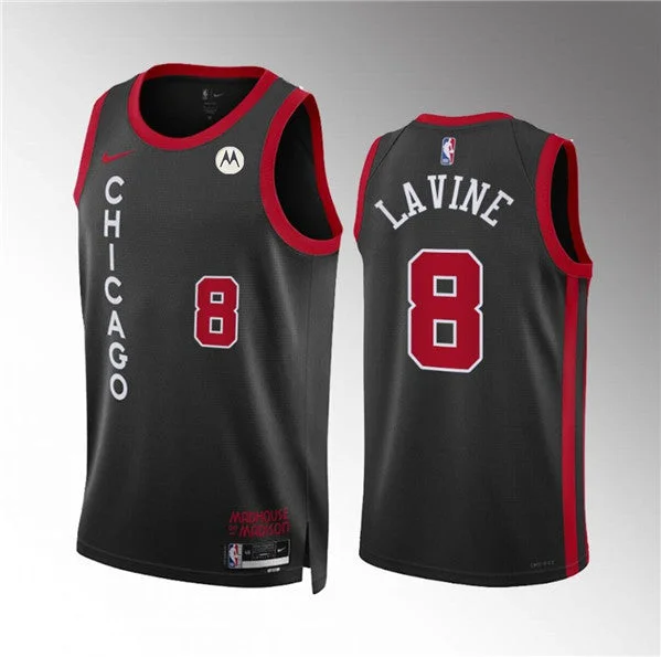 Basketball Jersey Minimalist-Men's Chicago Bulls #8 Zach LaVine Black 2023/24 City Edition Stitched Basketball Basketball Jersey