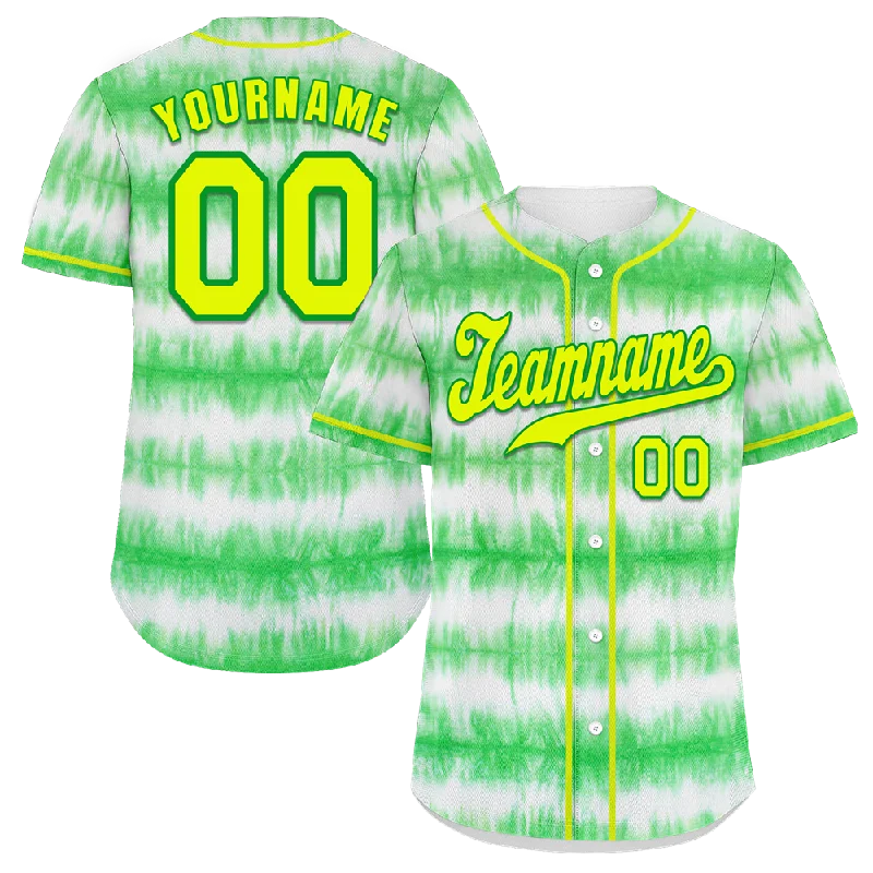 Baseball Jersey Celebrity-Custom Green Tie Dye Yellow Authentic Baseball Jersey BSBJ0a-bc0fbfb