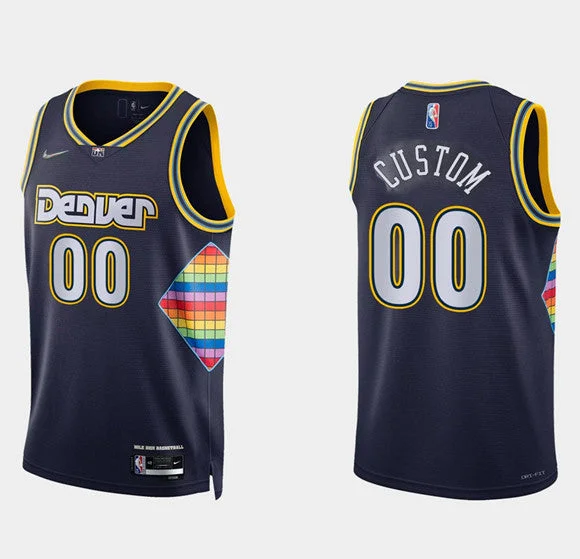 Basketball Jersey Groomsmen-Men's Denver Nuggets Active Custom Navy 75th Anniversary City Stitched Basketball Jersey