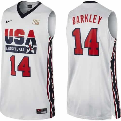 Basketball Jersey Wholesale-USA 14 Barkley 1992 Throwback White Basketball Jerseys