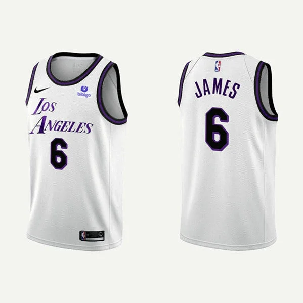 Basketball Jersey Cotton-Men's Los Angeles Lakers #6 LeBron James 2022/23 White Stitched Basketball Basketball Jersey