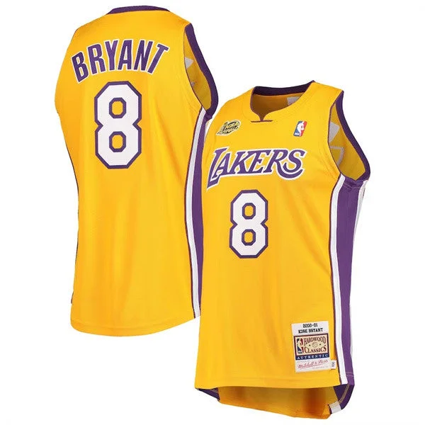 Basketball Jersey Thanksgiving-Men's Los Angeles Lakers #8 Kobe Bryant Gold Throwback Stitched basketball Basketball Jersey