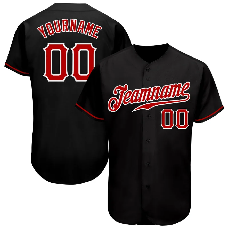 Baseball Jersey Pullover-Custom Black Red-White Authentic Baseball Jersey