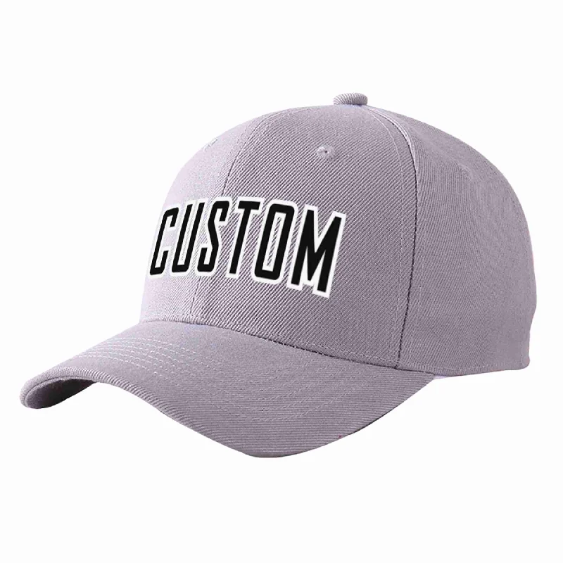 Baseball Cap Mechanics-Custom Gray Black-White Curved Eaves Sport Baseball Cap Design for Men/Women/Youth