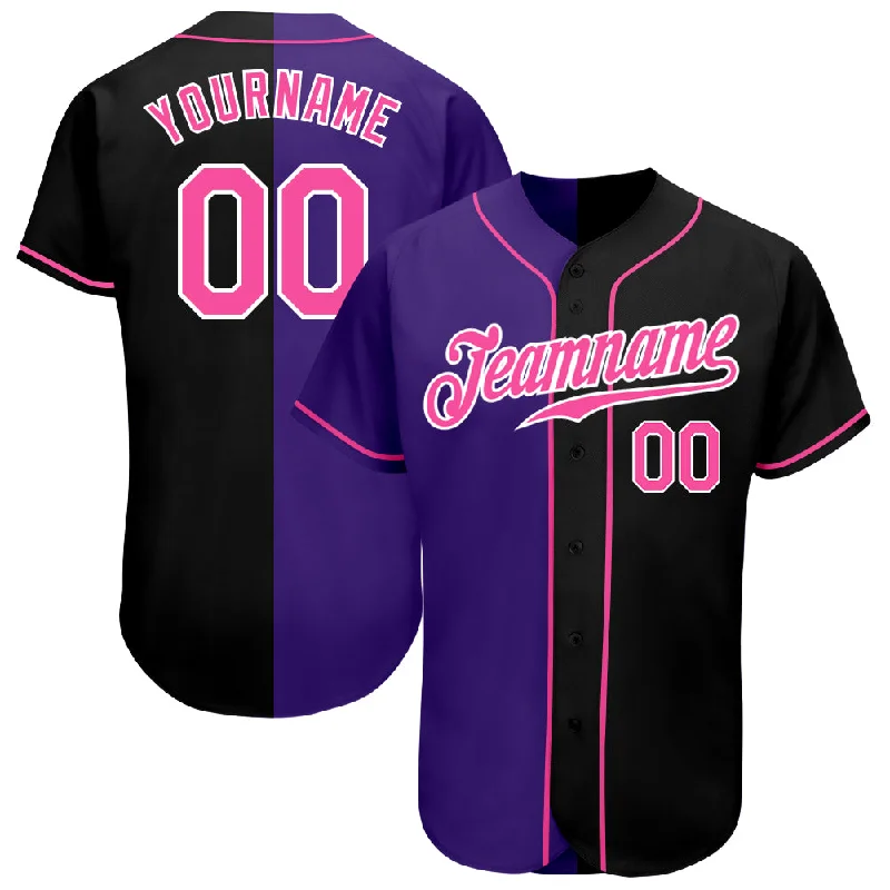 Baseball Jersey Travel-Custom Black Pink-Purple Authentic Split Fashion Baseball Jersey