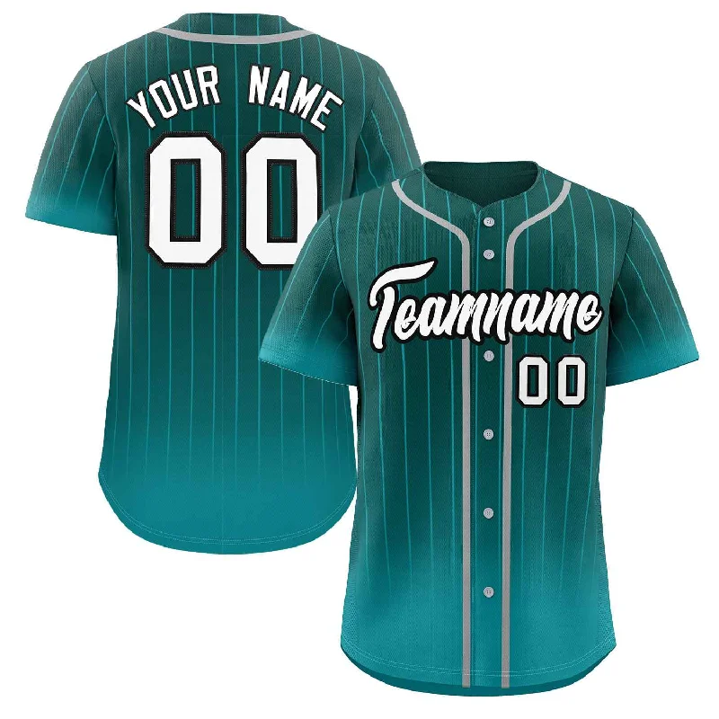 Baseball Jersey MVP-Custom Aqua white-Black Gradient Stripe Fashion Authentic Baseball Jersey