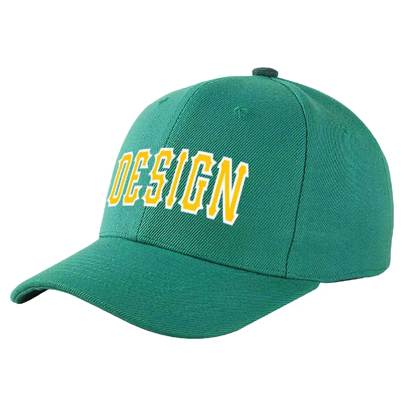 Baseball Cap Multi-Color-Custom Light Green Gold-White Curved Eaves Sport Design Baseball Cap