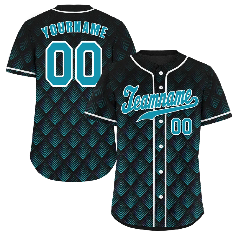 Baseball Jersey Gray-Custom Black 3D Pattern Aqua Authentic Baseball Jersey BSBJ0a-bc0fbdc