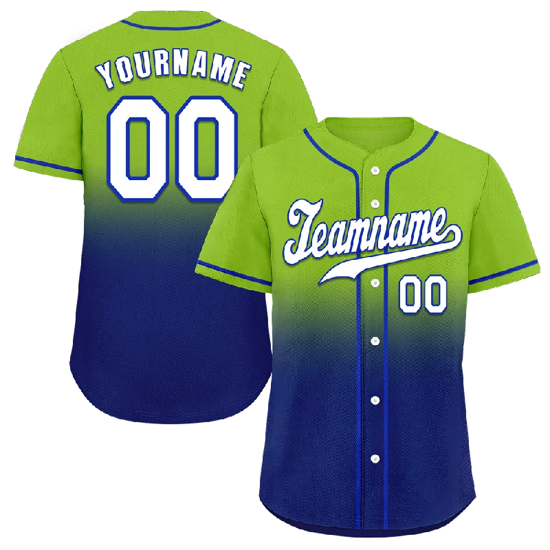 Baseball Jersey Anniversary-Custom Green Blue Fade Fashion White Authentic Baseball Jersey