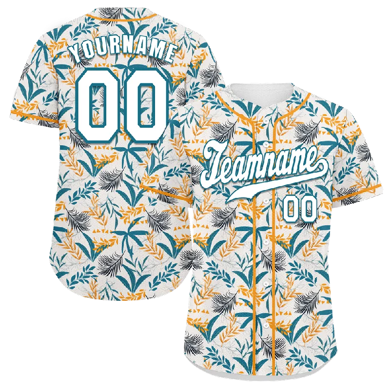 Baseball Jersey Casual-Custom Orange Aqua Hawaii White Authentic Baseball Jersey BSBJ0a-bc0fb7a