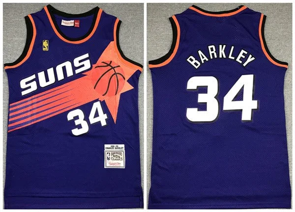 Basketball Jersey Cotton-Men's Phoenix Suns #34 Charles Barkley Purple 1992-93 Throwback Stitched Basketball Jersey