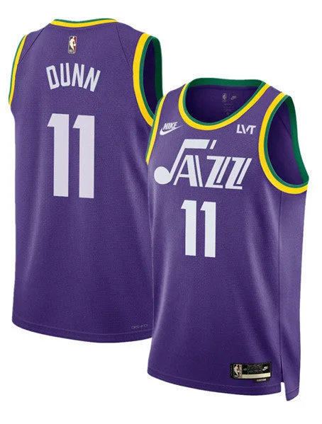 Basketball Jersey Bridesmaid-Men's Utah Jazz #11 Kris Dunn Purple 2023 Classic Edition Stitched Basketball Basketball Jersey