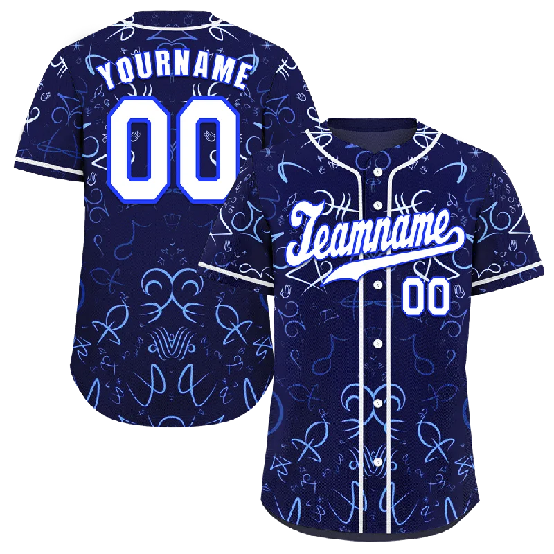 Baseball Jersey Limited Edition-Custom Blue Graffiti Pattern White Authentic Baseball Jersey