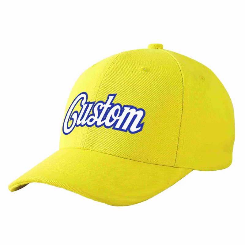 Baseball Cap Gift-Custom Yellow White-Royal Curved Eaves Sport Baseball Cap Design for Men/Women/Youth