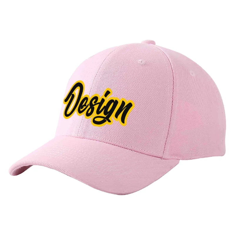 Baseball Cap Men-Custom Pink Black-Gold Curved Eaves Sport Design Baseball Cap