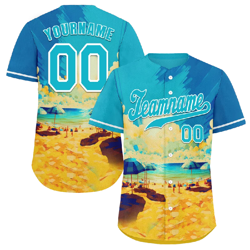 Baseball Jersey Vacation-Custom Aqua Orange Hawaii Aqua Authentic Baseball Jersey BSBJ0a-bc0fb77