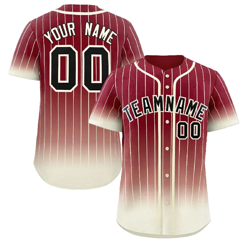 Baseball Jersey Baseball Brother-Custom Crimson Cream-Black Gradient Stripe Fashion Authentic Baseball Jersey