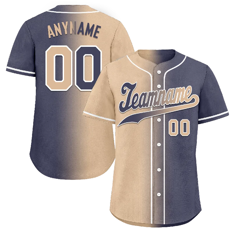 Baseball Jersey Trending-Custom Beige Blue Gradient Fashion Personalized Authentic Baseball Jersey BSBJ01-D0a7080