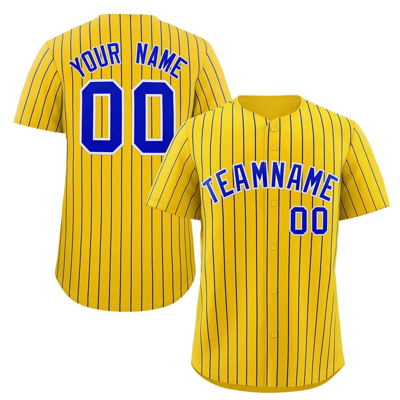 Baseball Jersey Party-Custom Gold Royal-White Stripe Fashion Authentic Baseball Jersey